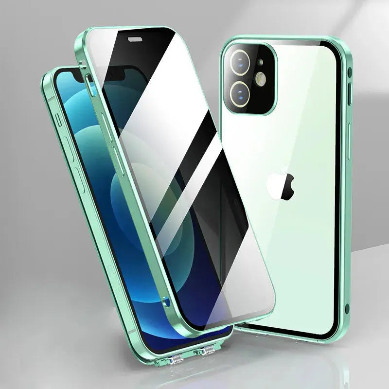 Privacy screen for smartphone, clear glass protector with dark privacy panel on phones