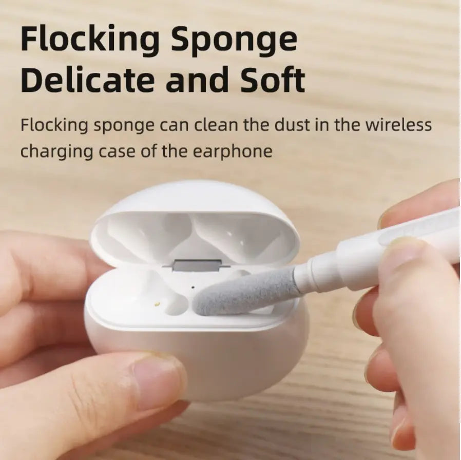 AirPod cleaning sponge with flocked soft head for charging case