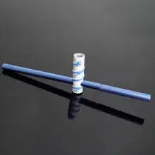 Pinball pen with blue barrel and patterned grip section