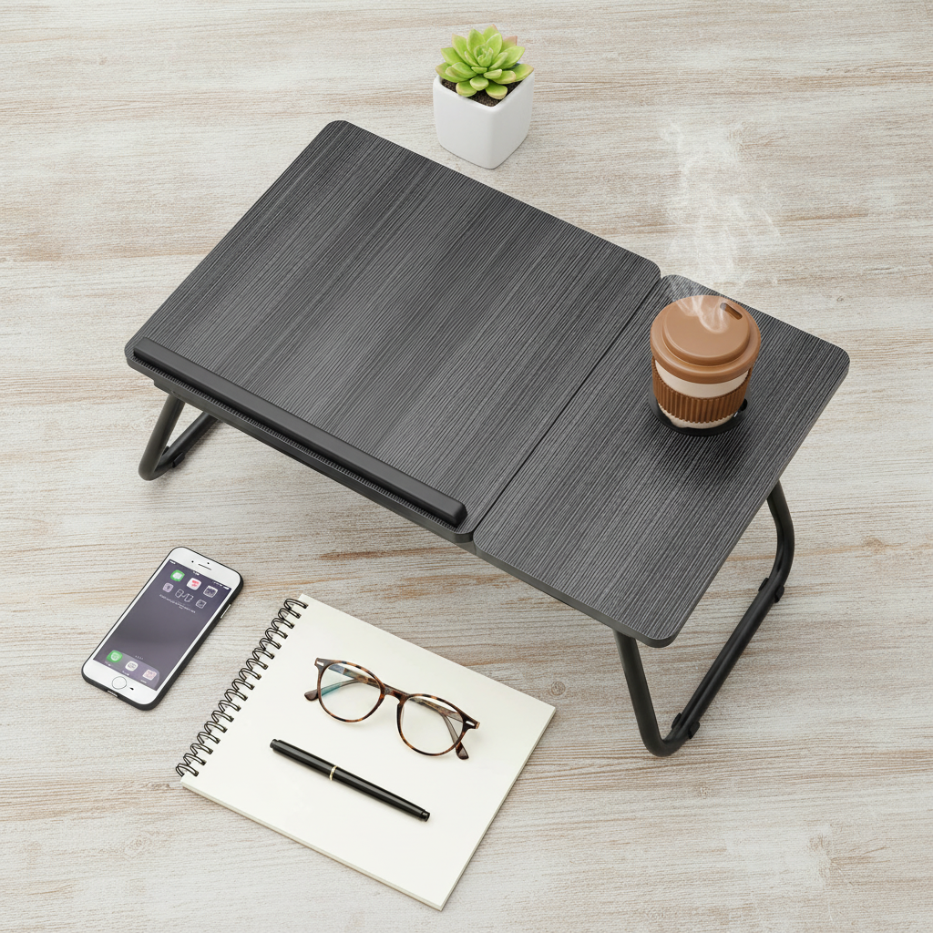 Cozy lap desk with cup holder in use on a sofa, lifestyle shot — Offkind