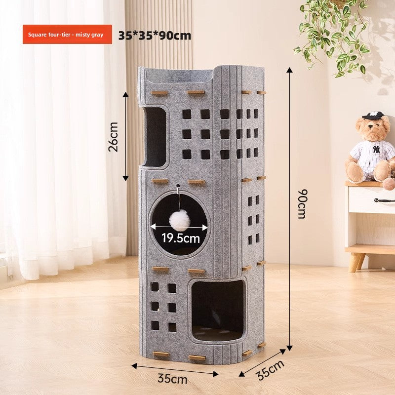 Multi-level cat tree with scratching posts and cosy bed - Offkind