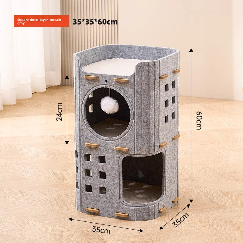 Multi-level cat tree with scratching posts and cosy bed - Offkind