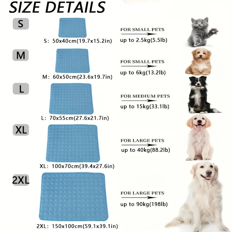 Dog lying comfortably on the self-cooling gel mat