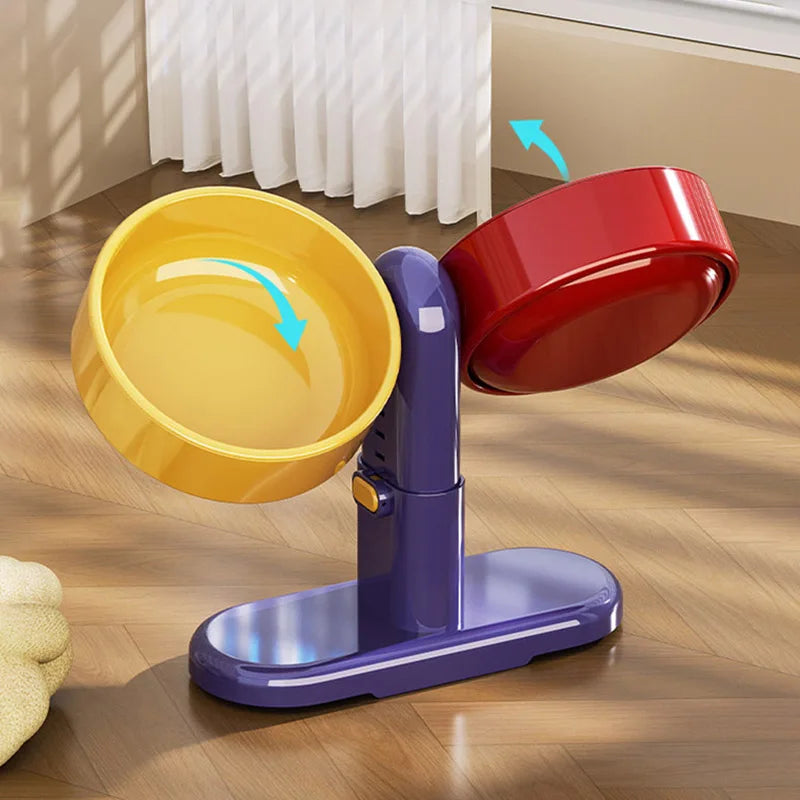 Detachable and rotating bowls of the elevated pet feeder showing removable design