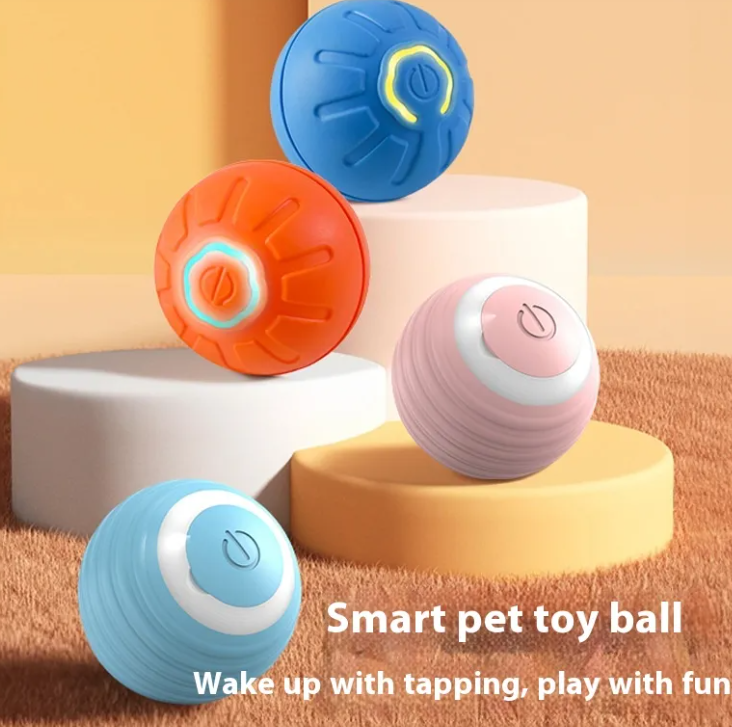 Interactive puppy playball smart pet toy - set of blue, orange, pink and light blue tapping balls for dogs