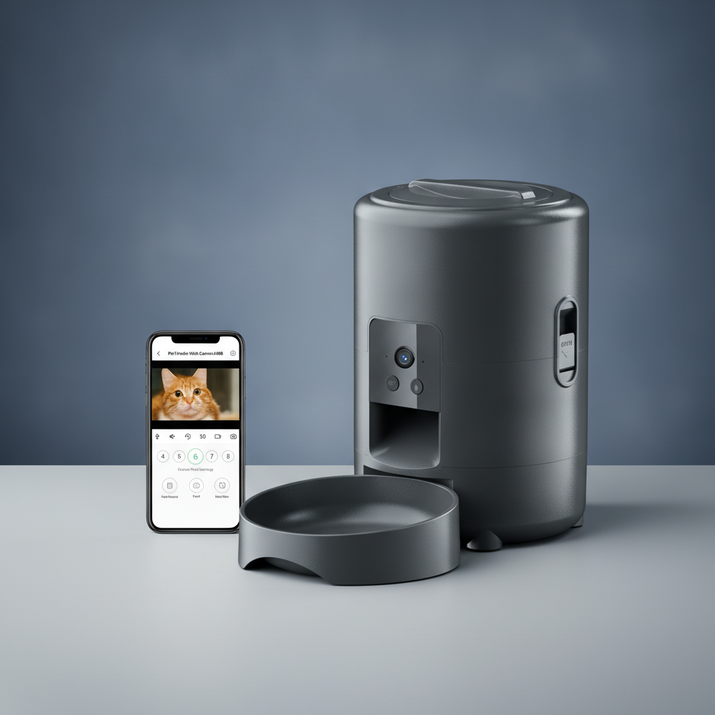 Smart automatic pet feeder with HD camera and app control