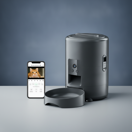 Smart automatic pet feeder with HD camera and app control