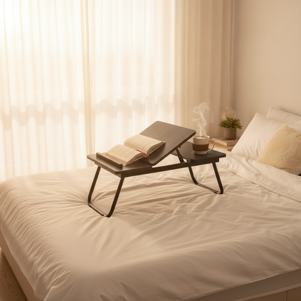 5-level adjustable lap desk shown at an angle, ideal for working from bed or sofa — Offkind