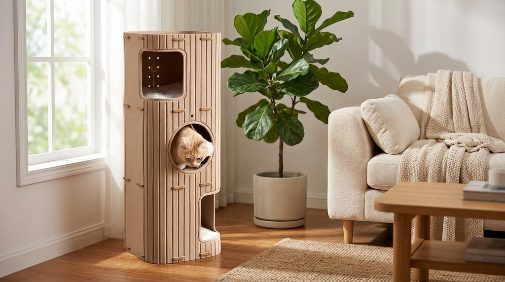 Multi-Layer Cat Nest | Enclosed Cat Climbing Frame & Scratching Tower Offkind.