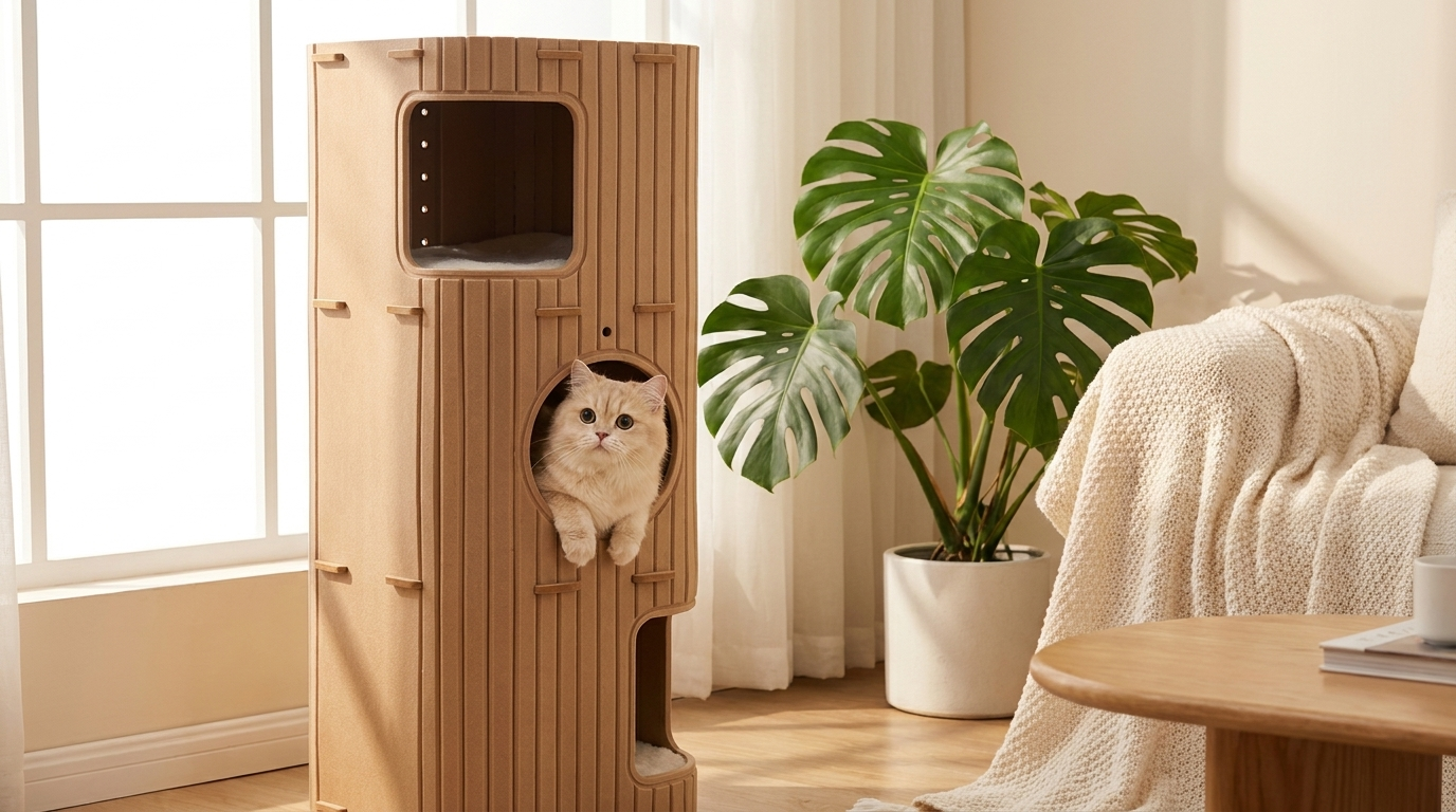 Multi-Layer Cat Nest | Enclosed Cat Climbing Frame & Scratching Tower Offkind.