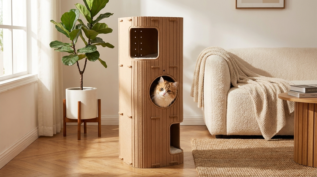 Multi-Layer Cat Nest | Enclosed Cat Climbing Frame & Scratching Tower Offkind.
