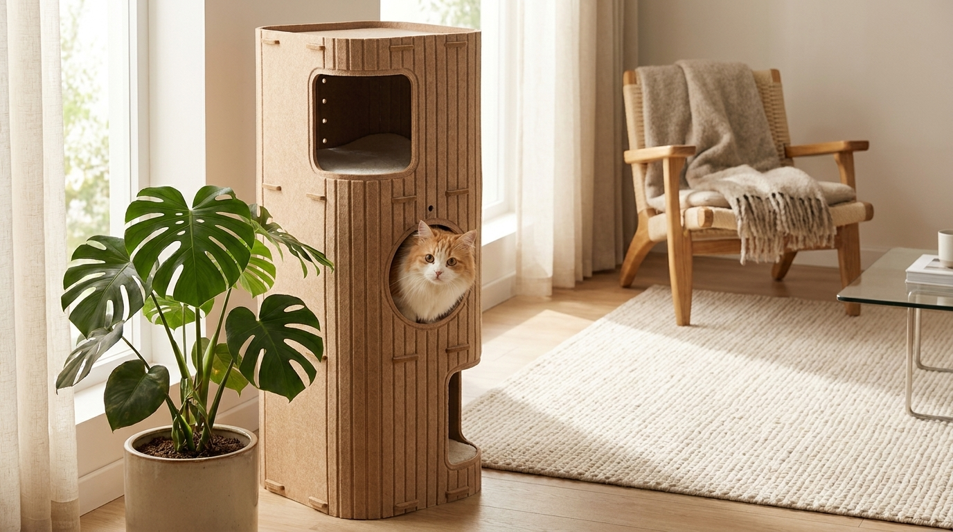 Multi-Layer Cat Nest | Enclosed Cat Climbing Frame & Scratching Tower Offkind.