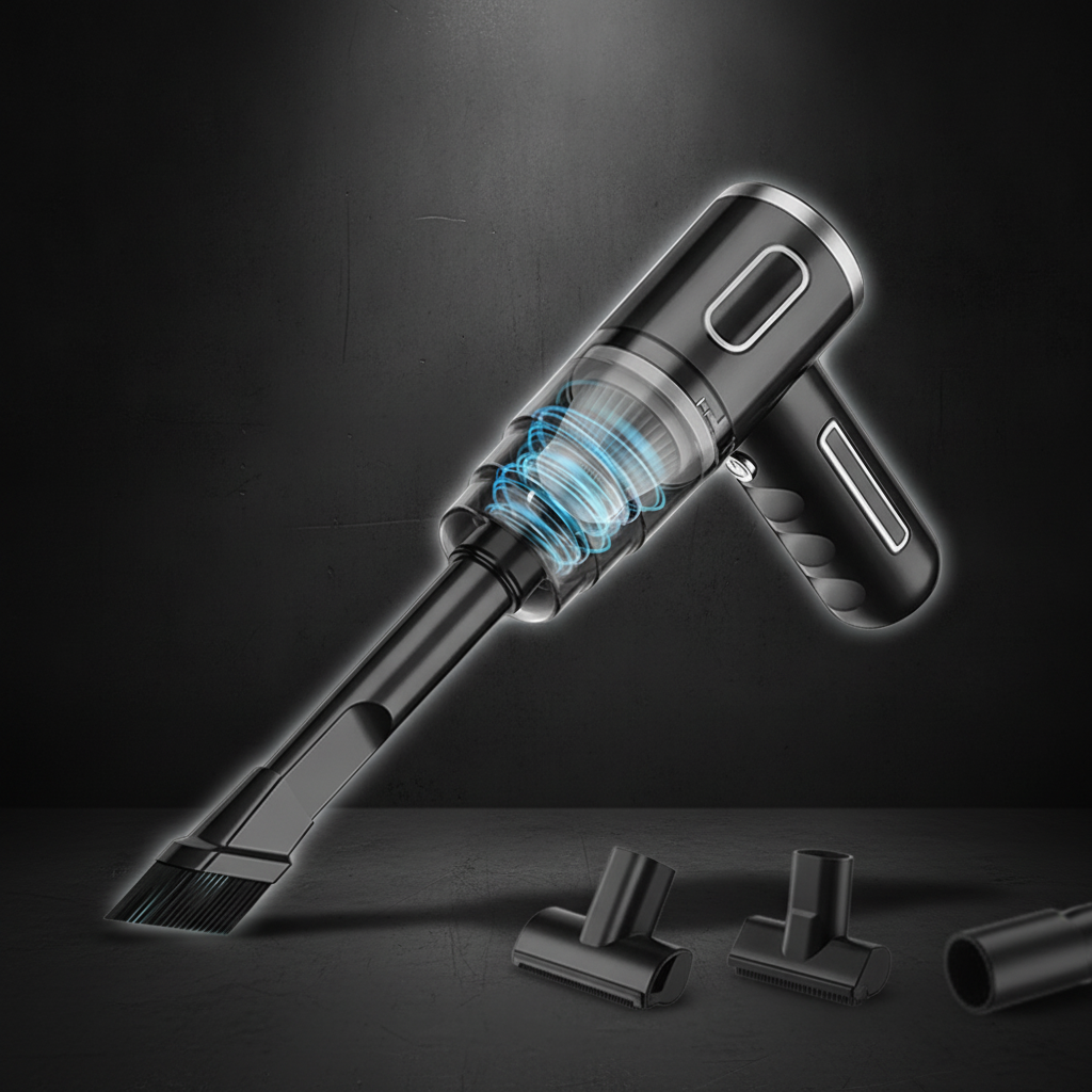 Compact cordless vacuum cleaner for car interior detailing